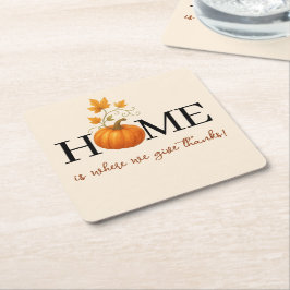 感謝祭かぼちゃの家が我々の与えこそ感謝していの場 スクエアペーパーコースター