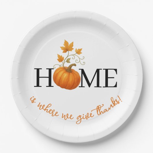 感謝祭かぼちゃの家が我々の与えこそ感謝していの場 ペーパープレート (正面)