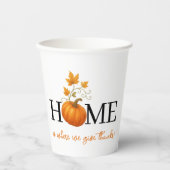 感謝祭かぼちゃの家が我々の与えこそ感謝していの場 紙コップ (正面)