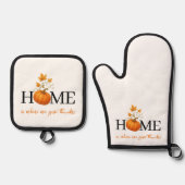 感謝祭かぼちゃの家が我々の与えこそ感謝していの場 鍋つかみ&鍋敷きセット (正面)