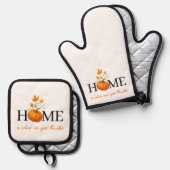 感謝祭かぼちゃの家が我々の与えこそ感謝していの場 鍋つかみ&鍋敷きセット (正面/裏面)