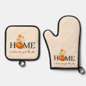 感謝祭かぼちゃの家が我々の与えこそ感謝していの場 鍋つかみ&鍋敷きセット (正面)