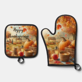 感謝祭かぼちゃの紅葉 鍋つかみ&鍋敷きセット