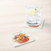 感謝祭かぼちゃの紙コースター スクエアペーパーコースター (インサイチュ)