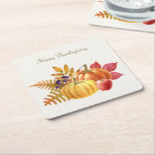 感謝祭かぼちゃの紙コースター スクエアペーパーコースター (アングル)