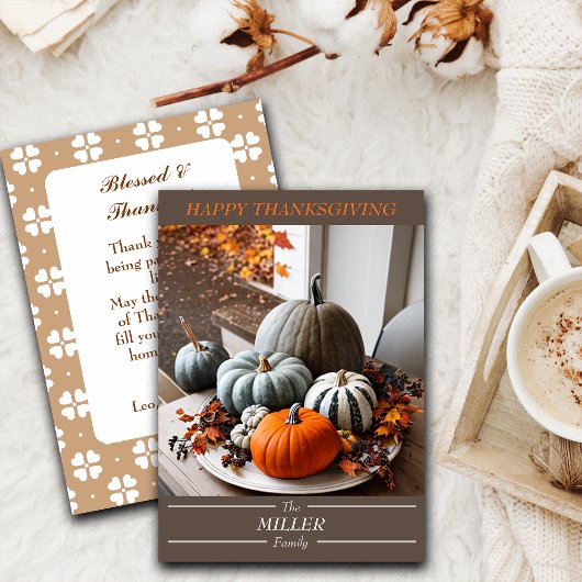 感謝祭かぼちゃの編集可能ファミリ シーズンカード