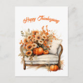 感謝祭かぼちゃの花チェアイラストレーション シーズンポストカード (正面)