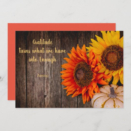 感謝祭かぼちゃひまわり感謝フラット シーズンカード (正面/裏面)