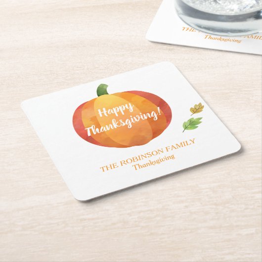 感謝祭かぼちゃカスタムちゃ スクエアペーパーコースター (アングル)