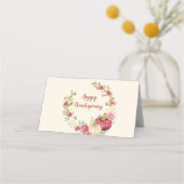 感謝祭かぼちゃクランベリーアイボリー金ゴールドブラウン プレイスカード (裏面)