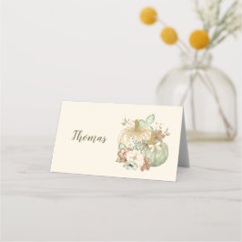 感謝祭かぼちゃグリーンアイボリー金ゴールドブラウン プレイスカード