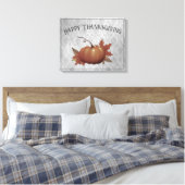 感謝祭かぼちゃダマスク |グレー キャンバスプリント (インサイチュ (寝室))