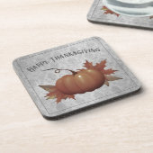 感謝祭かぼちゃダマスク |グレー コースター (左側)