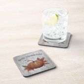 感謝祭かぼちゃダマスク |グレー コースター (右側)