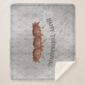 感謝祭かぼちゃダマスク |グレー シェルパブランケット (正面)