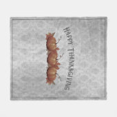 感謝祭かぼちゃダマスク |グレー フリースブランケット (正面(横))