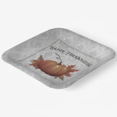 感謝祭かぼちゃダマスク |グレー ペーパープレート (傾斜あり)