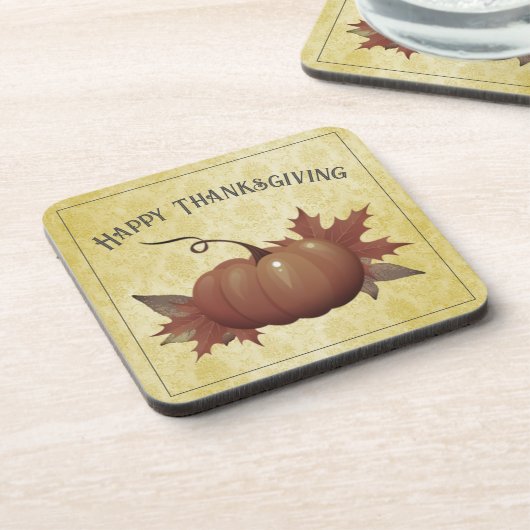 感謝祭かぼちゃダマスク |黄色 コースター (左側)