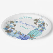 感謝祭かぼちゃティール(緑がかった色)ターコイズブルー ペーパープレート (アングル)