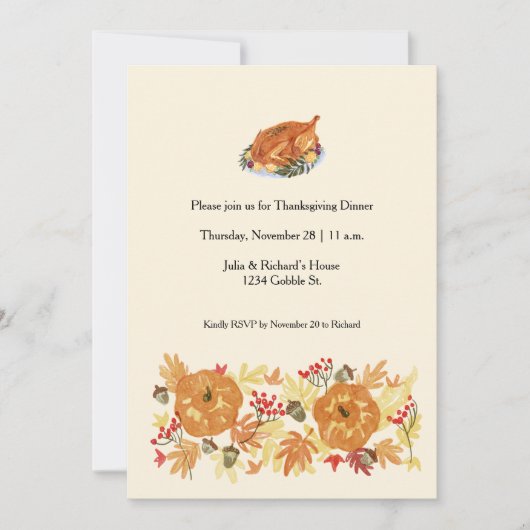 感謝祭かぼちゃディナー招待状 招待状 (正面)