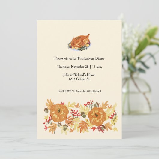 感謝祭かぼちゃディナー招待状 招待状 (スタンド正面)