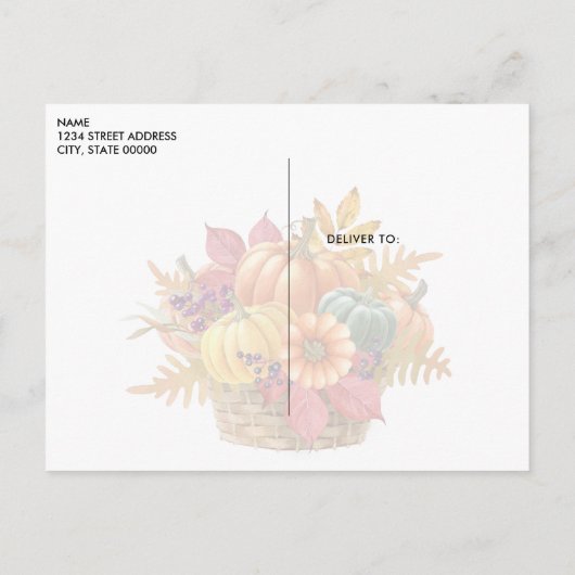 感謝祭かぼちゃバスケットはがき ポストカード (裏面)