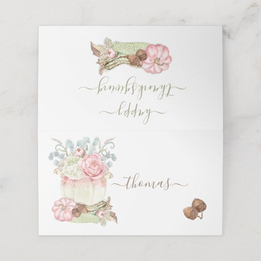 感謝祭かぼちゃピンクアイボリーセージ座席表 プレイスカード (外部開封)