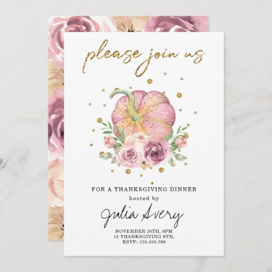 感謝祭かぼちゃピンクフローラ 招待状 (正面/裏面)