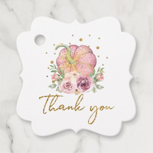 感謝祭かぼちゃピンク金ゴールドありがとう フェイバータグ (正面)