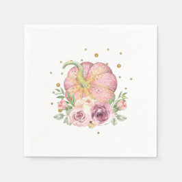 感謝祭かぼちゃピンク金ゴールド スタンダードカクテルナプキン