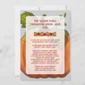 感謝祭かぼちゃファミリーディナーメニューテンプレート 招待状 (正面)