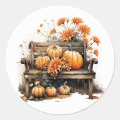 感謝祭かぼちゃ素朴ンベンチイラストレーション ラウンドシール (正面)