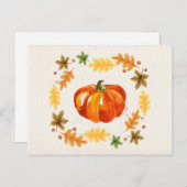 感謝祭かぼちゃ葉の水彩色 シーズンポストカード (正面/裏面)