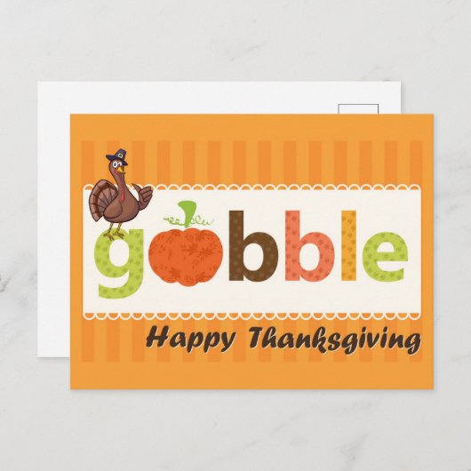 感謝祭かわいいおもしろい七面鳥ガブル ポストカード (正面/裏面)