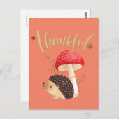 感謝祭かわいいかわいいハリネズミ秋はがき ポストカード (正面/裏面)