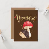 感謝祭かわいいかわいいハリネズミ秋感謝 カード (正面/裏面インサイチュ)