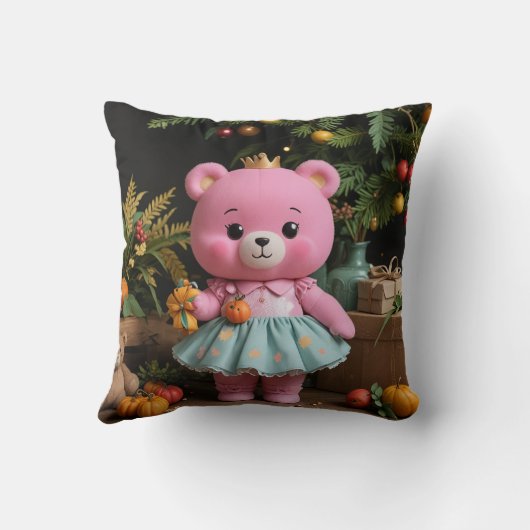 感謝祭かわいいテディベア枕 クッション (裏面)
