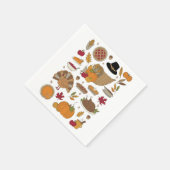 感謝祭かわい図解入りの、写真付きのい スタンダードカクテルナプキン (角)