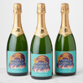 感謝祭きらめくワインラベルモダンヴィンテージ スパークリングワインラベル (ボトル)