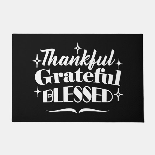 感謝祭きらめく引用文ホリデーデザイン ドアマット (正面)