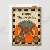 感謝祭くまの休日の挨拶の郵便はがき シーズンポストカード (正面/裏面)