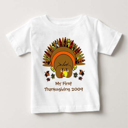 感謝祭で初めてかわいいトルコTシャツ ベビーTシャツ (正面)