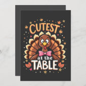 感謝祭で最も可愛いおもしろいトルコ 招待状 (正面/裏面)