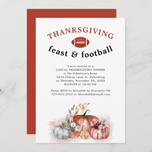感謝祭とサッカーディナーパーティー 招待状 (正面/裏面)