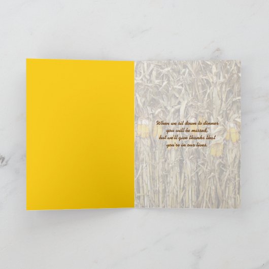 感謝祭によって乾燥されるトウモロコシの茎の装飾 シーズンカード (内部)