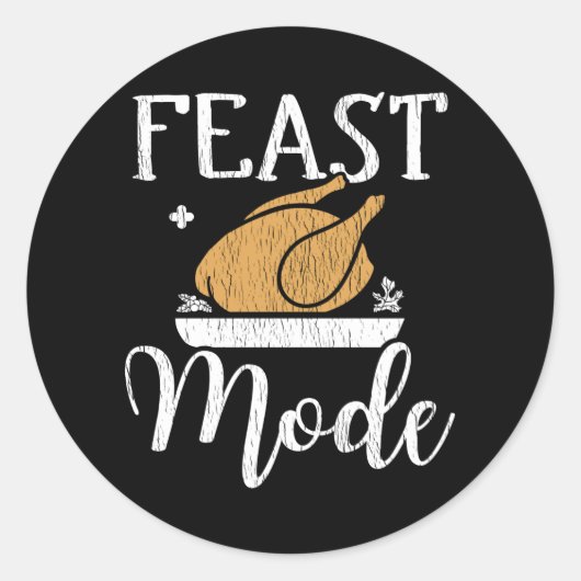 感謝祭に一致する家族子供の饗宴モード ラウンドシール (正面)