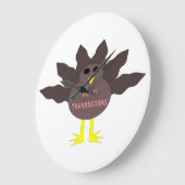 感謝祭に七面鳥の壁掛け時計を引く ラージ壁時計 (傾斜)