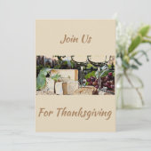 感謝祭に参加（ワインとチーズの写真） 招待状 (スタンド正面)