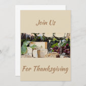 感謝祭に参加（ワインとチーズの写真） 招待状 (正面/裏面)