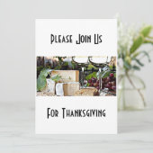 感謝祭に参加（ワインとチーズの写真） 招待状 (スタンド正面)